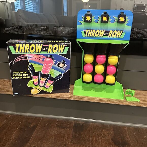 Vintage 90s Throw in a Row Game 1992 Neon Tic Tac Toe Ball Toss Works + Box RARE - Picture 1 of 8